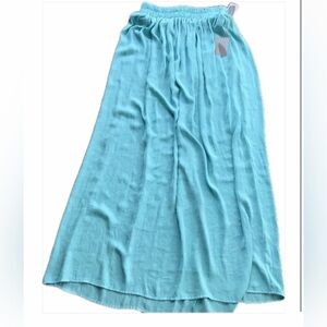 Forever 21 Aqua Blue Flowy Maxi Skirt Elastic Waist Casual Summer